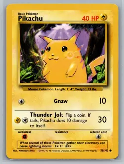 Pikachu Base Set #058/102 Common Pokemon Card - Image 1