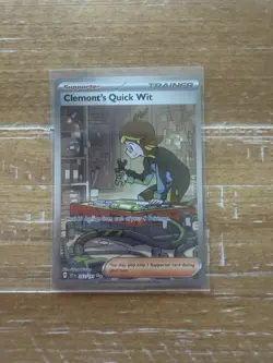 Pokemon Surging Sparks 243/191 Clement’s Quick Wit Special Illustration Rare-NM - Image 3