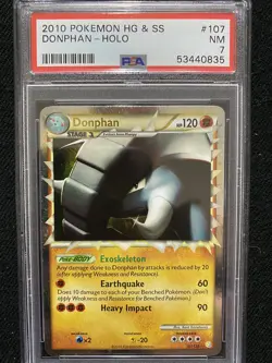2010 Pokemon HeartGold & SoulSilver Donphan Holo 107/123 PSA 7 NM - Image 1