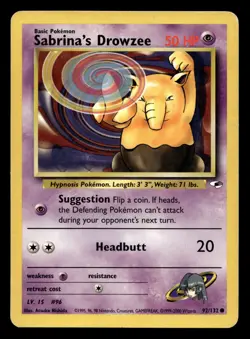 Sabrina's Drowzee 92/132 Common Gym Heroes WOTC Pokemon MP - Image 1