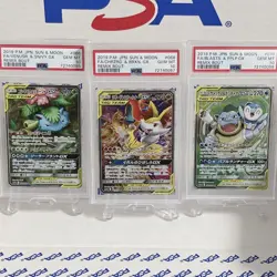 Pokemon TCG Venusaur Charizard Blastoise Tag Team GX PSA 10 3 Card Set Japanese - Image 1
