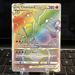 Pokemon Rainbow Charizard VStar 174/172 Brilliant Stars LP - Image 1