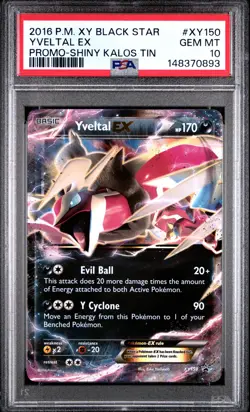 2016 POKEMON XY BLACK STAR PROMO SHINY KALOS TIN #XY150 YVELTAL EX PSA 10 - Image 1