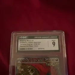 CGC 9 Roaring Moon ex 218/187 Terastal Fest ex SAR Holo Japanese 2024 - Image 3