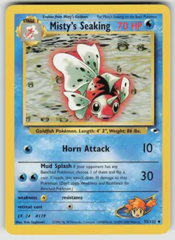 Misty's Seaking 55/132 Uncommon Gym Heroes Pokemon Unlimited Lightly Played - Image 1