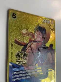 Monkey.D.Luffy ST13-015 2nd Anniversary Gold Foil Promo Super Rare - Image 3
