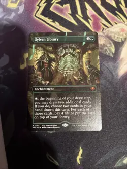Sylvan Library *Borderless Mythic* Magic MtG x1 SOS Special Guests Nm In Hand - Image 1