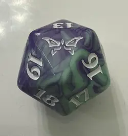MTG - Duskmourn - Oversized D20 - spindown die life counter dice purple green - Image 1