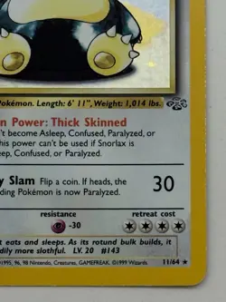 Pokemon TCG Snorlax 11/64 Jungle Holo Vintage Unlimited - Image 4