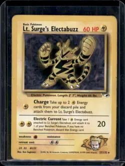 LT Surges Electabuzz Gym Heroes 27/132 Rare WOTC 1999 Pokemon Card - HP - Image 1