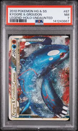 2010 POKEMON HEARTGOLD & SOULSILVER UNDAUNTED KYOGRE & GROUDON LEGEND-HOLO PSA 7 - Image 1