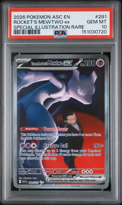 2026 PSA 10 POKEMON ASCENDED HEROES SPECIAL ILLUSTRATION TEAM ROCKET'S MEWTWO ex - Image 1