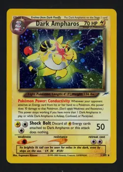Dark Ampharos 1/105 Neo Destiny Unlimited Holofoil Holo Rare Pokemon TCG - Image 1