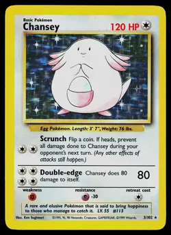 Pokemon Card - Chansey Base Set Unlimited 3/102 Holo Holo Rare - Image 1