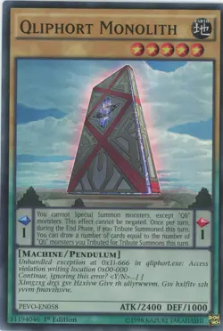 Yugioh Qliphort Monolith PEVO-EN058 Super Rare 1st Edition LP - Image 1