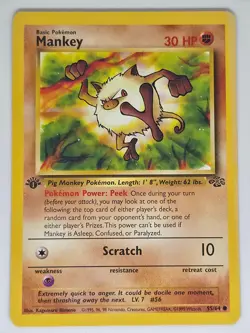 Mankey 55/64 1st Edition C Pokemon Jungle NM - Image 1