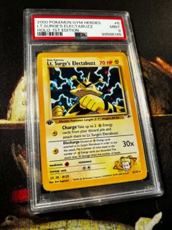 2000 Pokemon Gym Heroes 1st Edition Lt. Surge's Electabuzz Holo PSA 9 MINT - Image 1