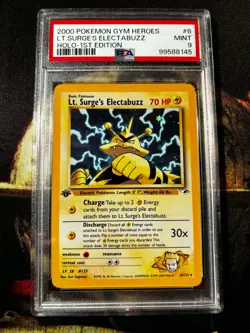 2000 Pokemon Gym Heroes 1st Edition Lt. Surge's Electabuzz Holo PSA 9 MINT - Image 3