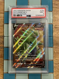 GRADED PSA 9 2021 Pokemon SWSH FA/Tyranitar V Battle Styles #154 - Image 1