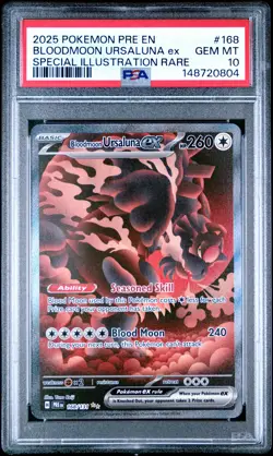 2025 Pokemon Pre En-Prismatic Evolutions #168 Bloodmoon Ursaluna Ex PSA10 - Image 1