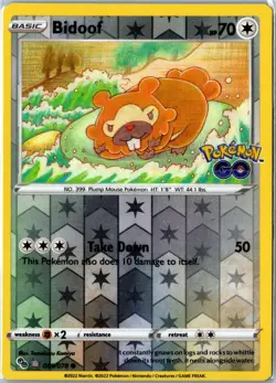 Pokemon Card - Bidoof (Peelable Ditto) Holo Reverse 059/078 Pokemon GO LP - Image 1
