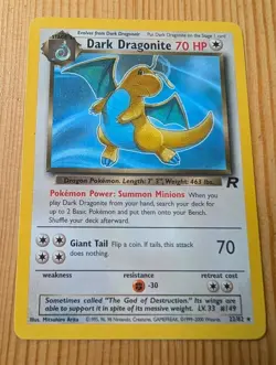 Dark Dragonite 22/82 Team Rocket Rare non holo Pokemon TCG Card Vintage WOTC - Image 1