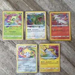 Pokemon Amazing Rare Celebi Rayquaza Reshiram Jirachi Raikou 5 Card Lot - Image 1