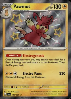 Pawmot - SV: Paldean Fates 144/091 Pokemon Card TCG Holo Foil NM - Image 1