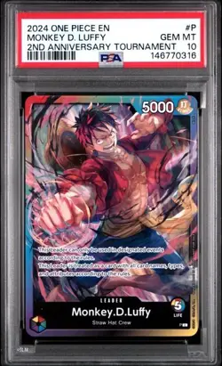 2024 ONE PIECE PROMOS 2ND ANNIVERSARY TOURNAMENT #P MONKEY D. LUFFY PSA 10 - Image 1