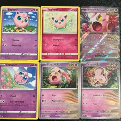 x6 scream tail jigglypuff pokemon tcg mixed lot ex holo Cute cards 🎶🎵🎤🥰🥰 - Image 1