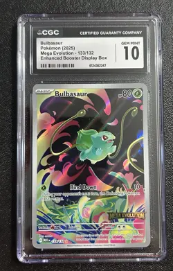 Pokemon TCG Mega Evolution Bulbasaur Card 133/132 CGC 10 Gem Mint - Image 1
