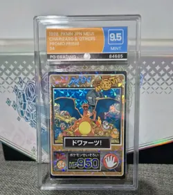 PG 9.5 1998 Charizard & Others Prism #34 Meiji Promo Gold Japanese Pokemon Card - Image 1