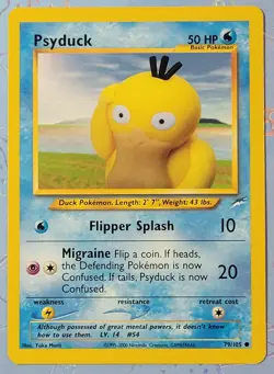 Psyduck 79/105 Neo Destiny Yuka Morii Clay Art Pokemon Card NM+ - Image 1