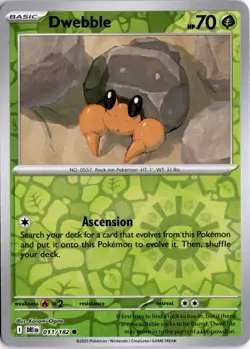 Dwebble 011/182 Reverse Holo SV10: Destined Rivals Pokemon Card TCG - Image 1