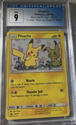 Pokemon 2019 Pikachu SM162 Cosmo Holo Black Star Promo Card CGC 9 - Image 1