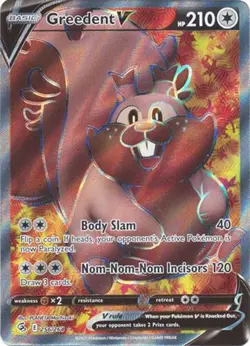 Pokemon Card - Sword & Shield Fusion Strike 256/264 - GREEDENT V (holo) -NM/Mint - Image 1