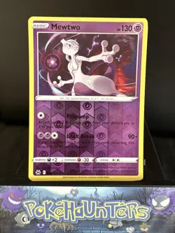 Pokemon Card Mewtwo 059/159 Crown Zenith Reverse Holo Rare Near Mint - Image 1