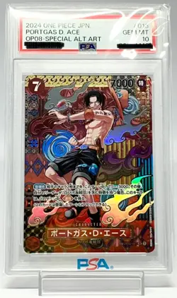PSA 10 Portgas D. Ace OP02-013 SR SP Alt Art Two Legends OP-08 ONE PIECE Card JP - Image 1