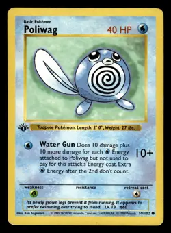 Poliwag 59/102 1st Edition Shadowless Base Set Pokemon Card - Image 1