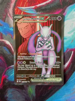 Team Rocket's Mewtwo ex 213/182 Ultra Rare Holo Destined Rivals NM Pokemon TCG - Image 1