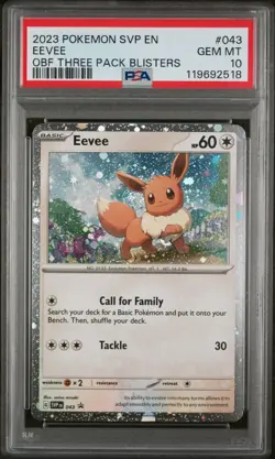 2023 POKEMON SVP EN-SV BLACK STAR PROMO #043 EEVEE PSA 10 “GEM MINT” - Image 1