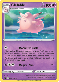Clefable 054/172 Rare Brilliant Stars Pokemon Reverse Holo NM/M - Image 4