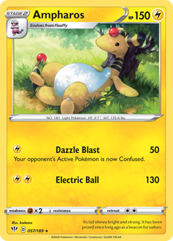 Ampharos 057/189 Rare Darkness Ablaze Pokemon Reverse Holo NM/M - Image 4