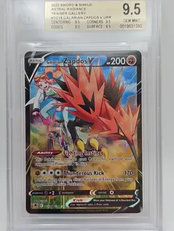 Pokemon Galarian Zapdos V Astral Radiance Beckett 9.5 Gem Mint Trainer Gallery - Image 1