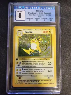 Pokemon Raichu Base Set 1st Edition SPANISH Holo Rare #14 Grade 8 - Image 1