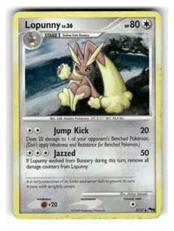 Lopunny 9/17 Cosmo Holo Uncommon POP Series 9 Pokemon Moderately Played - Image 1
