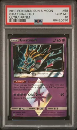 2018 POKEMON SUN & MOON ULTRA PRISM #58 GIRATINA-HOLO PSA 10 - Image 1