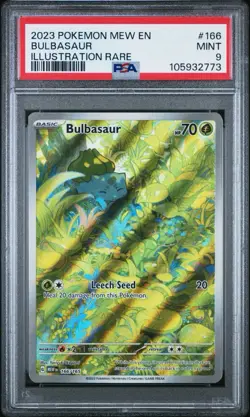Bulbasaur SV 151 166/165 Illustration Rare EN-Mew #166 Pokemon Card PSA 9 MINT - Image 1