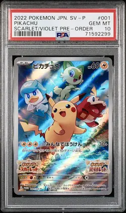 Full-Art Pikachu Pokemon 2022 Scarlet & Violet Promo Japanese 001/SV-P PSA 10 - Image 1