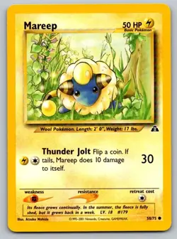 Mareep 58/75 Common Neo Discovery Pokemon Unlimited Lightly Played - Image 1